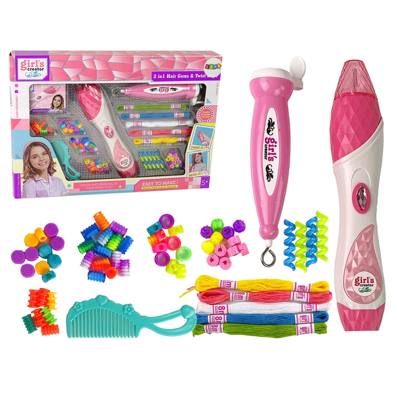 ست اسباب بازی لوازم آرایشی مدل دستگاه بافت مو طرح چندکاره کد MBK-505